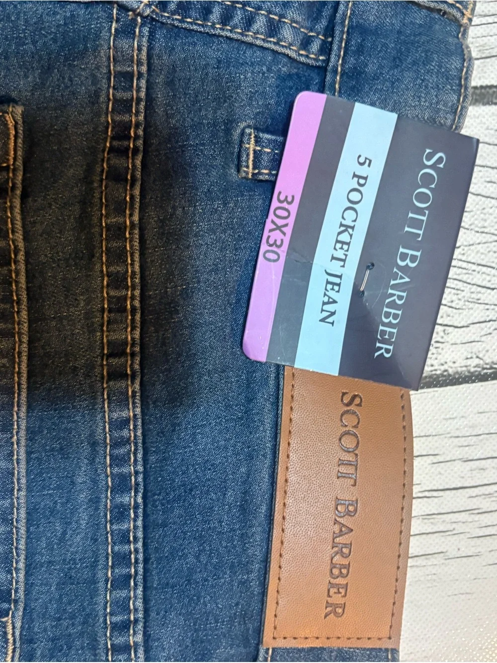 Scott Barber Straight Stretch Denim Jeans Blue  5-Pocket Men Size 30x30 NWT